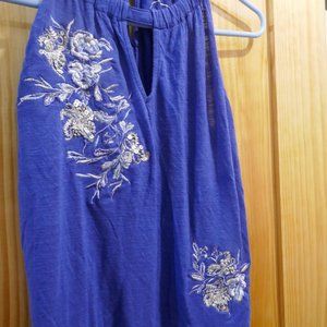 INC International Concepts, sleeveless top; Embroidery with flowers